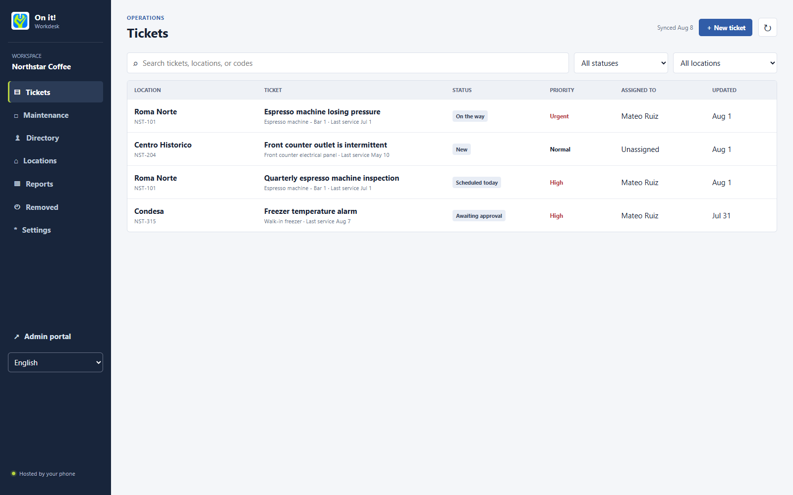 Desktop ticket queue