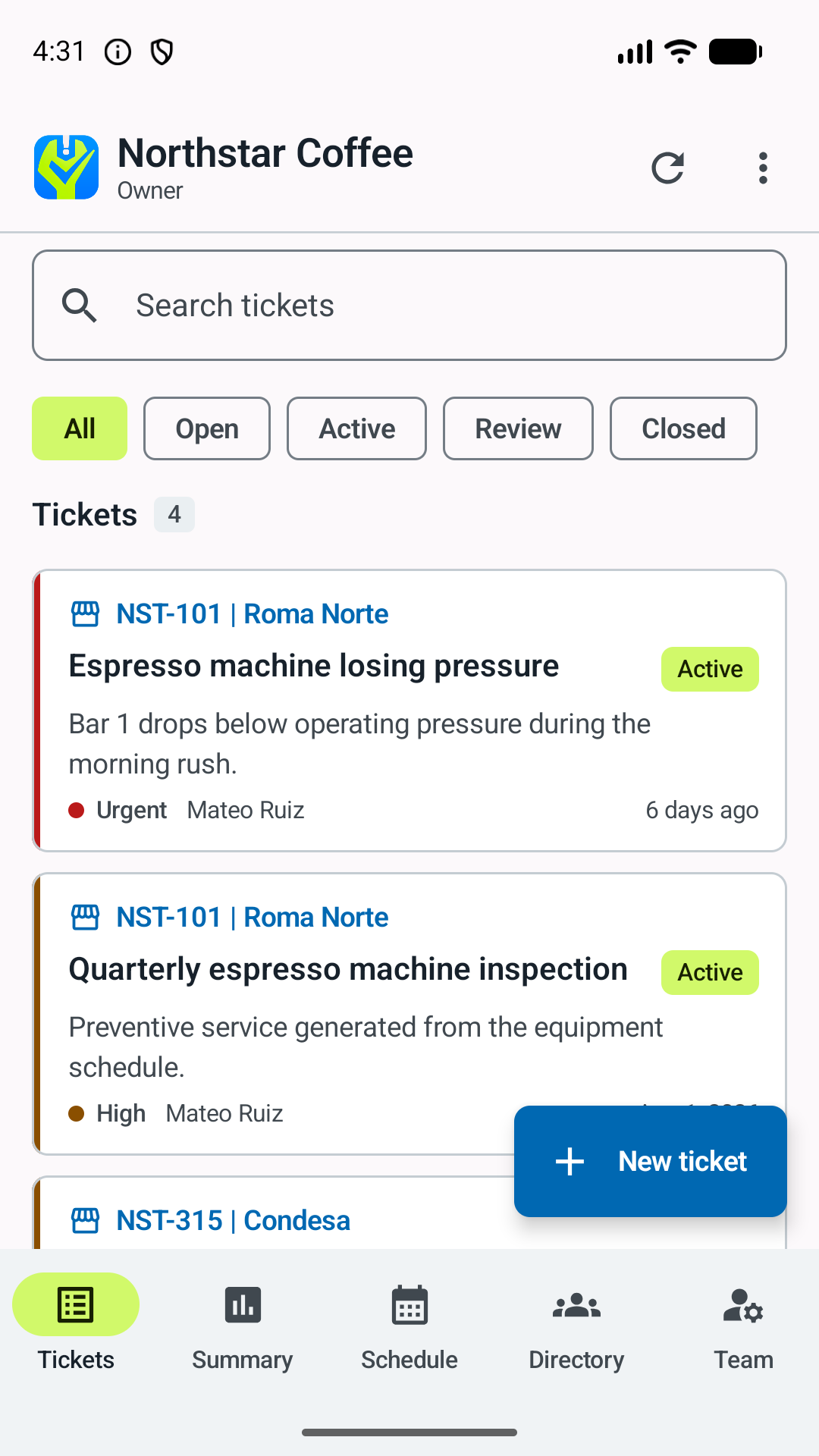 On it! Workdesk Android ticket queue