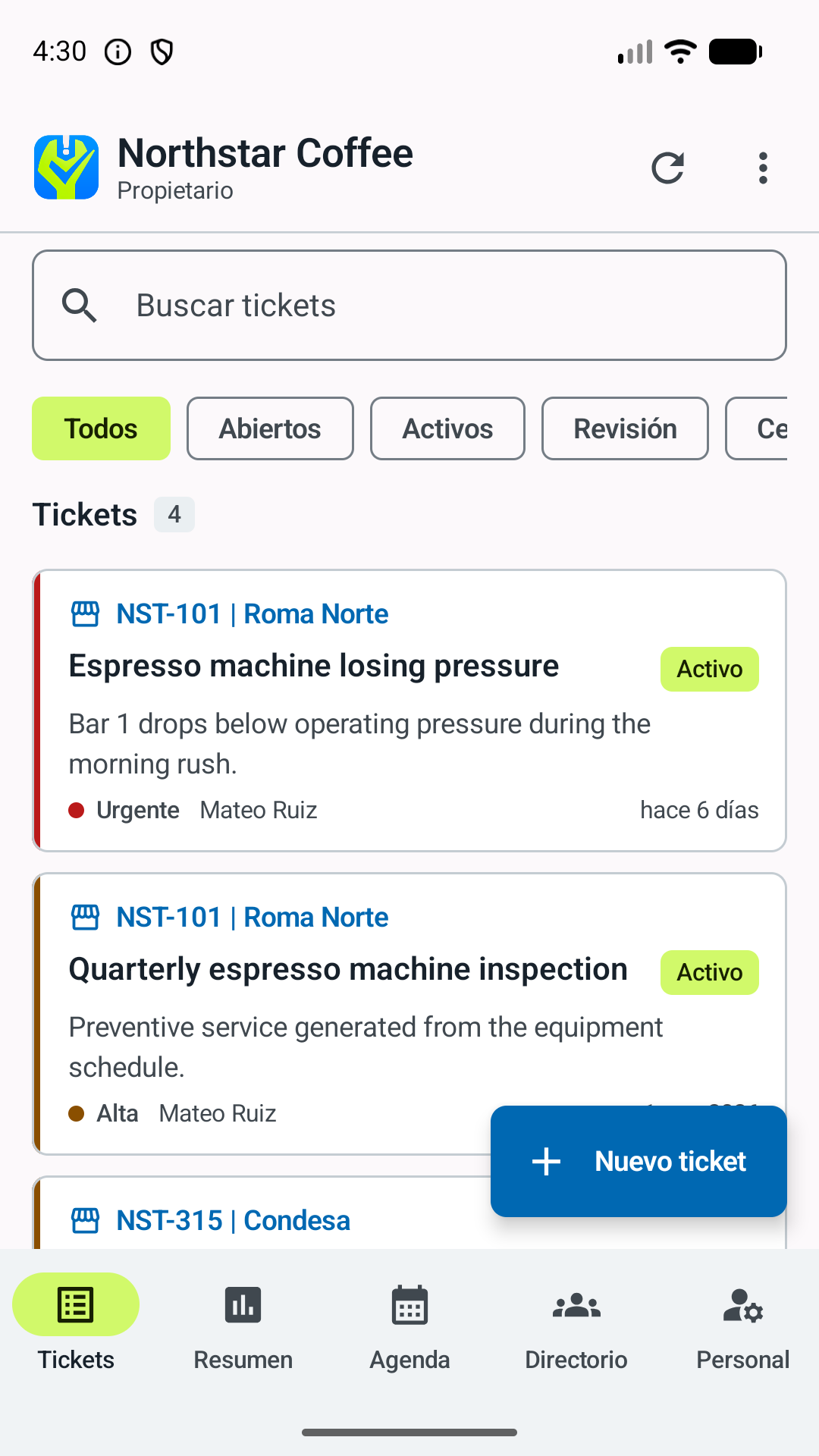 Cola de tickets de On it! Workdesk en Android